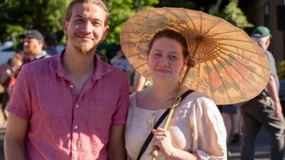 Couple at zoo smiling for camera