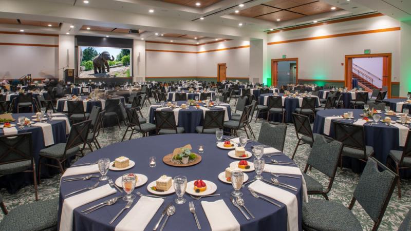 cascade crest ballroom set up with tables 