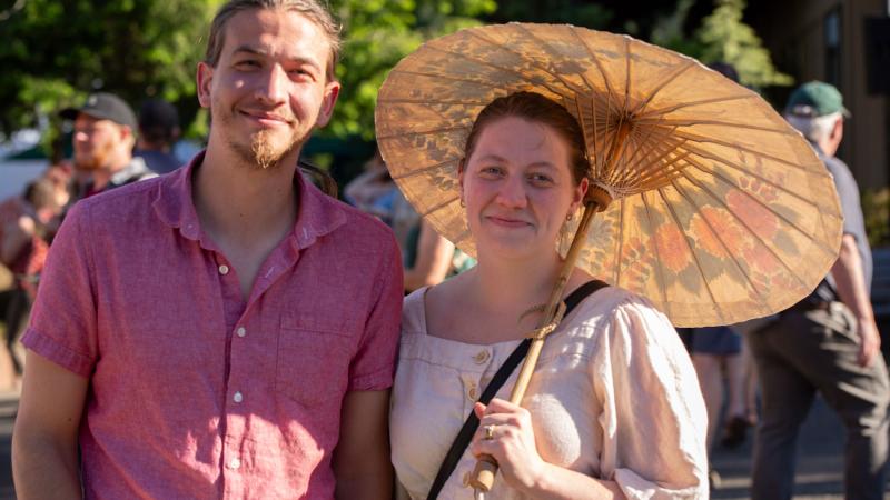 Couple at zoo smiling for camera