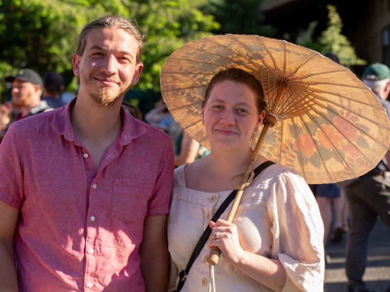 Couple at zoo smiling for camera