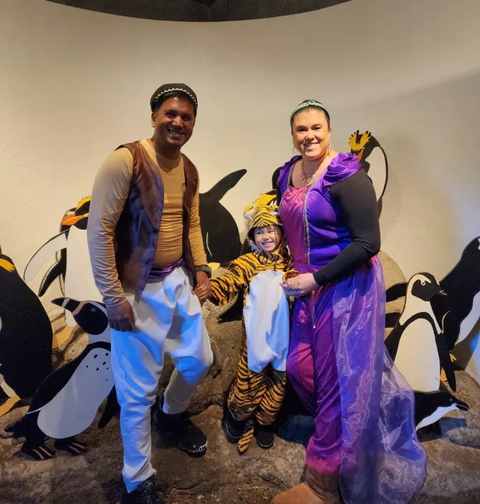Family dressed as characters from Aladdin