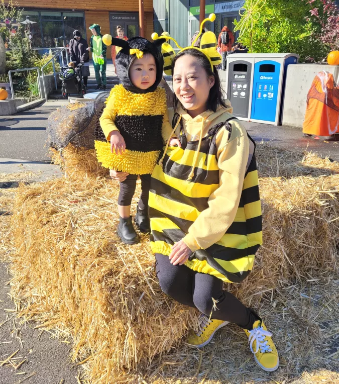 Mom and Baby dressed as bees