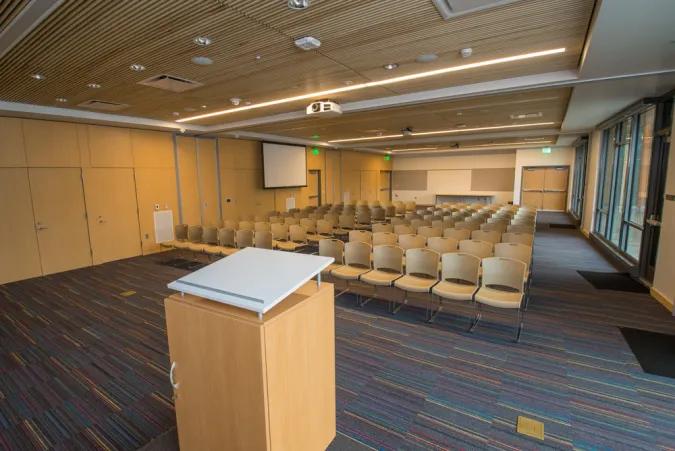 Conservation hall with chairs and lectern